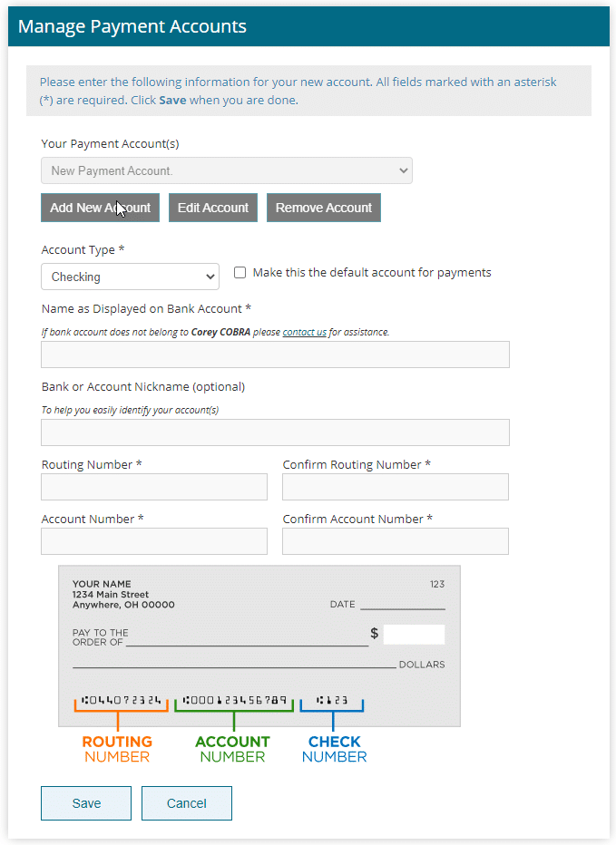 Payment Account Details